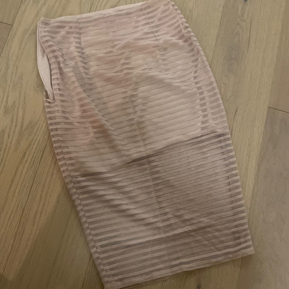 Missguided Nude Stripe Midi Skirt